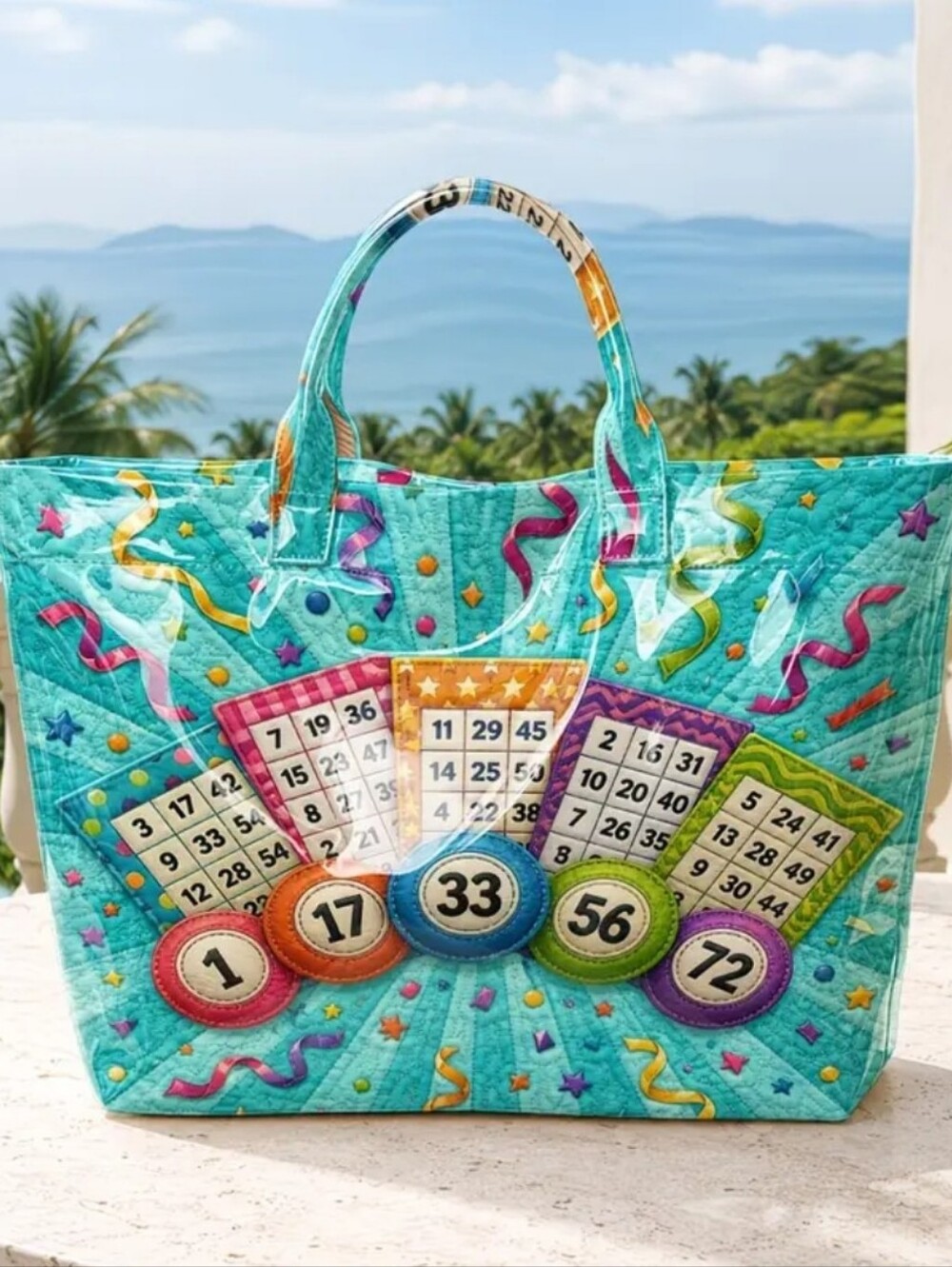Cute Bingo Night Card Number Game PVC Tote Bag
